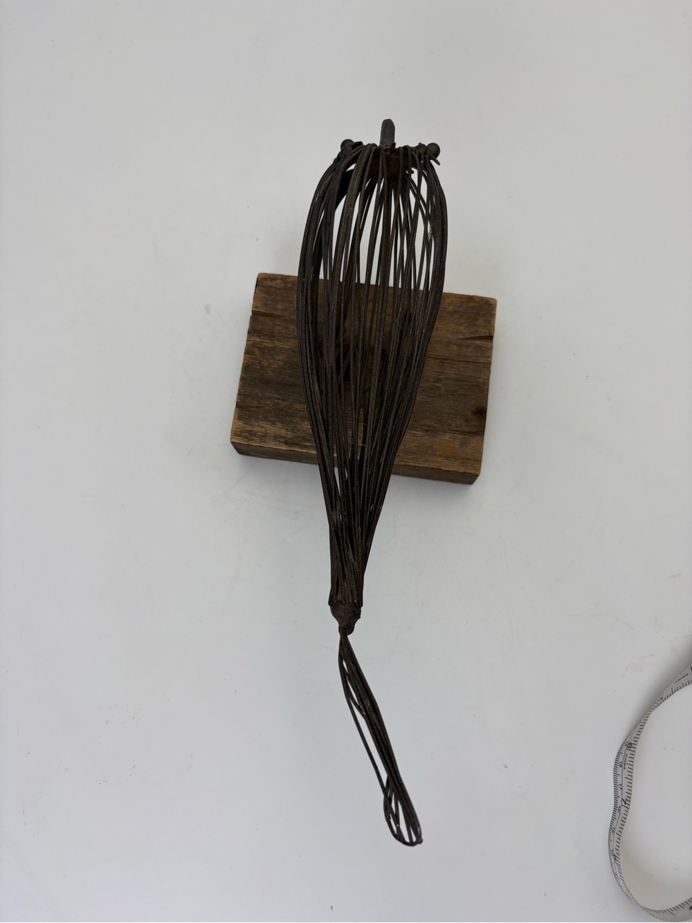 Rustic Handcrafted Metal Wire Bird Figurine on Wooden Base - Picture 8 of 13